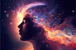 © CravenA - Generative AI illustration of annual collective mind concept art, exploding mind, inner world, dreams, emotions, imagination and creative mind, the pouring energy of the universe