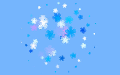 Poster - Light Blue, Yellow vector doodle texture with flowers.