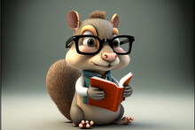 Squirrel 3d Character Using Glasses.Generative AI