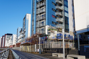 Wall Mural - High rise residential building of flats with cladding being replaced with fire resistant materials