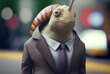 Portrait of a snail dressed in a formal business suit,  generative ai