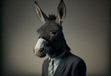 Portrait Of A Donkey Dressed In A Formal Business Suit,  Generative Ai