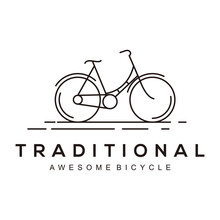 Traditional Bicycle Bike Line Art Logo Vintage