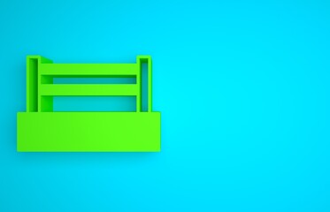 Wall Mural - Green Boxing ring icon isolated on blue background. Minimalism concept. 3D render illustration