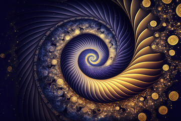 Wall Mural - abstract design of golden ratio. golden spiral on space background. generative ai
