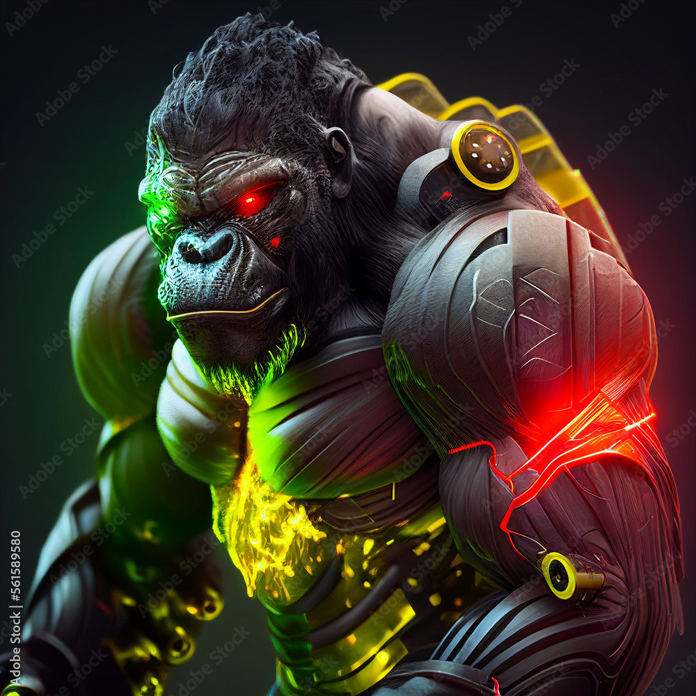 3d render of a cyber gorilla Stock Illustration | Adobe Stock
