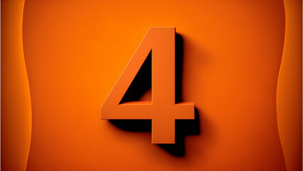 3D number 4 orange, Generative IA