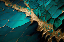Gold And Teal Cracked Marble Textures, Made By 