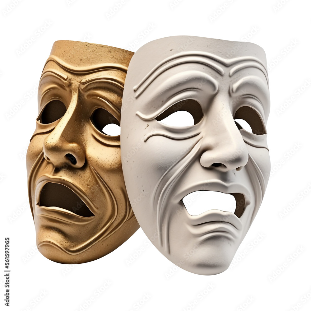 Thatrical Mask Types Theatrical masks isolated on white Stock Illustration | Adobe Stock