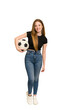 © Asier - Young redhead woman playing soccer cut out isolated