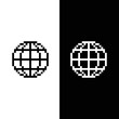  Globe icon 8 bit, pixel art earth  icon for game  logo. 