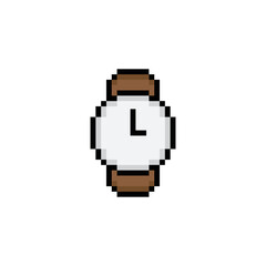 Wall Mural -  wrist watch icon 8 bit, pixel art time icon for game  logo. 