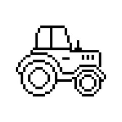  tractor icon 8 bit, pixel art agricultural  icon for game  logo. 