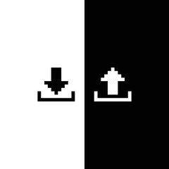 Poster -  upload and download pixel art icon vector 8 bit game cloud sign
