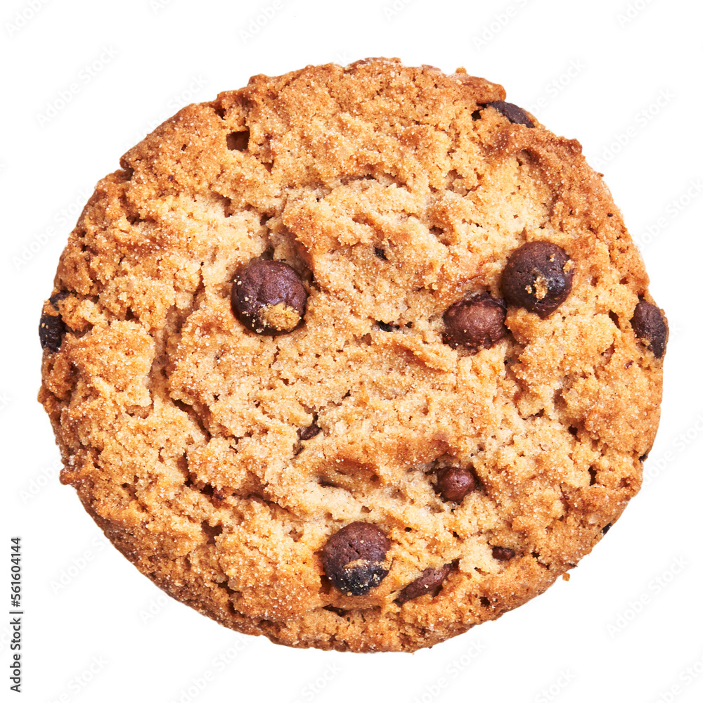  Delicious single chocolate cookie over isolated white background