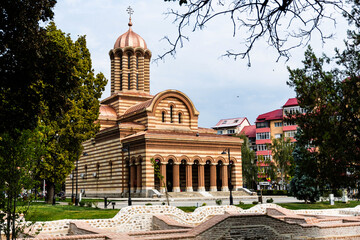 Wall Mural - The Ascension Metropolitan cathedral and the ruins of the old Metropolis of the Romanian Country. Targoviste, Romania.