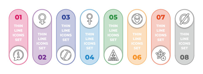 Poster - signs infographic element with outline icons and 8 step or option. signs icons such as information, 