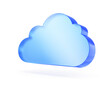 Blue glass cloud icon - 3d cloud icon isolated on white. 3d rendering