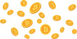 Vector bitcoin coins fall from the sky, bitcoin investment
