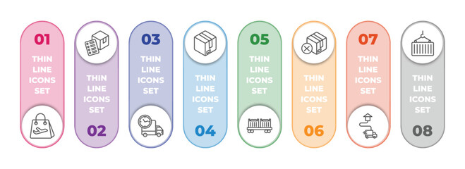 Poster - delivery and logistic infographic element with outline icons and 8 step or option. delivery and logi