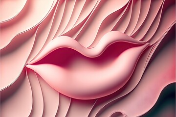 Wall Mural - a pink abstract background with a wavy design on it's side and a pink background with a wavy design on it's side and a pink background with a pink and white border. generative ai generative ai