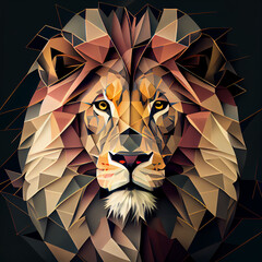 Canvas Print - Geometric lion pattern generative ai