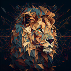 Wall Mural - Geometric lion pattern generative ai