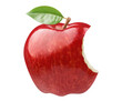 Bitten red apple cut out