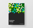 Trendy presentation A4 design vector layout. Minimalistic mosaic tiles journal cover illustration.