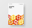 Vivid geometric pattern corporate brochure template. Unique placard A4 vector design concept.