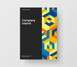 Creative brochure A4 vector design template. Fresh mosaic hexagons pamphlet concept.