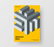 Multicolored company cover A4 design vector illustration. Modern geometric hexagons postcard concept.