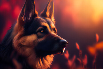 Wall Mural - Purebred German Shepherd Dog.  Generative AI.