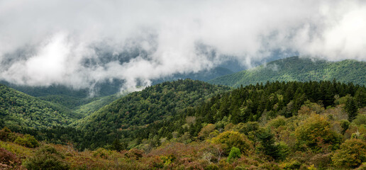 Wall Mural - Foggy Morning in the Valleys of the Appalachian Mountains View from The Blue Ridge Parkway