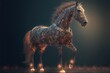 Neon psychic wave horse animal created with generative ai technology