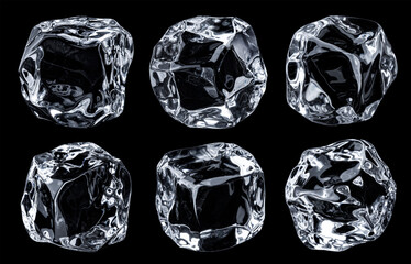 Wall Mural - ice cubes isolated on black background