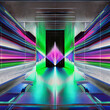 Abstract neon glassy model background render