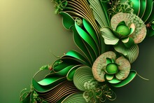 Generative AI For An Abstract Green Floral Illustration With A Unique Design