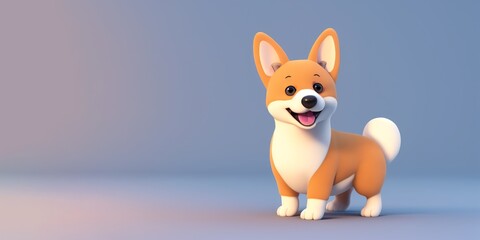 Corgi standing in 3D render style, Generative AI