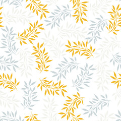 Wall Mural - Leaves and branches repeat pattern. Floral pattern design. Botanical tile. Good for prints, wrappings, textiles and fabrics.