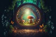A lovely woodland straight out of a fairy tale, complete with enormous mushrooms Generative AI