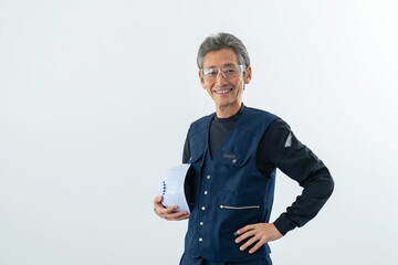 Poster - ヘルメットを持つ職人　大工