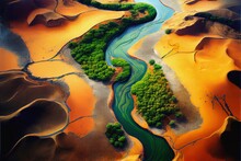 Arial River Landscape Africa, Generative Ai