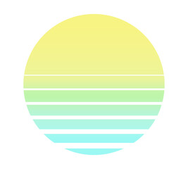 retro sun sunset retrowave from the 80s or 90s transparent PNG. For logo, icon, music and shirt