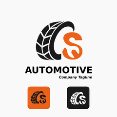 Wall Mural - Simple Modern Automotive Tires Wheel Repair Mobile Motor Car Business Service with Letter S and Wrench Icon