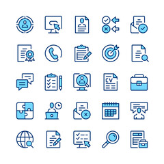 Poster - Job search line icons. Blue color. Vector line icons set