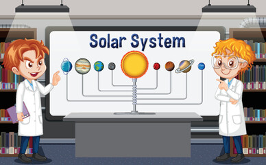 Wall Mural - Solar system classroom template