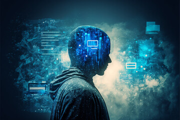 Poster - Digital technology, internet network connection, big data, digital marketing IoT internet of things, Generative AI	