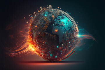 Poster - Digital technology and science background, Generative AI	