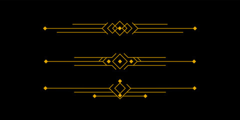 Poster - Golden art deco for decoration and design element. Set of luxury line art ornament design